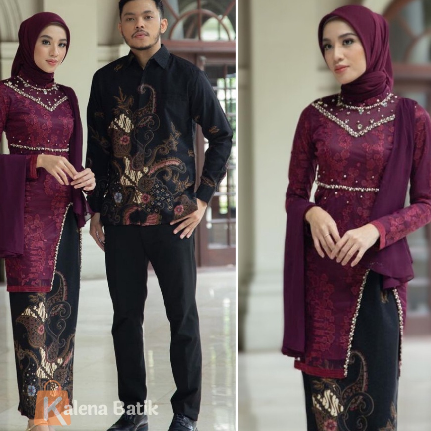 [QR✉.5㊖> Kebaya Couple Hana Series Kebaya Wisuda Lamaran Tunangan Set Tunik Batik Baju Couple Kondan