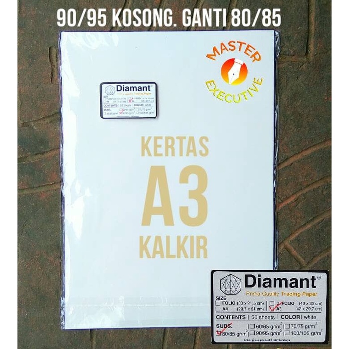 

Diamant Kertas Kalkir A3 / Prima Quality Tracing Paper 90/95 gr/m2 JUAL