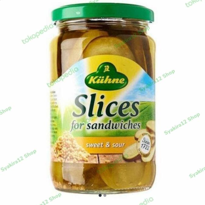 

{{{{}}] KUHNE PICKLE SLICES FOR SANDWICHES SWEET & SOUR 330 gr acar timun