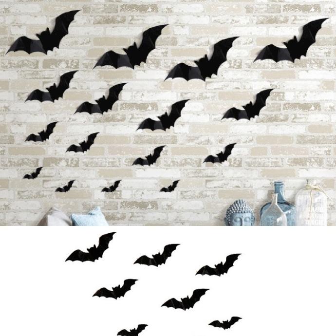 

] WON 16pcs/pack Halloween Theme Party Decoration Wall Stickers Scary