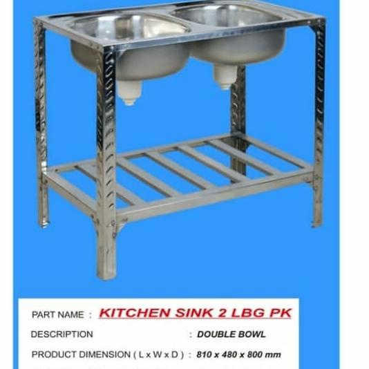 Bak Cuci Piring - Kictchen Sink Kaki Meja Rak Portable 2 Lobang