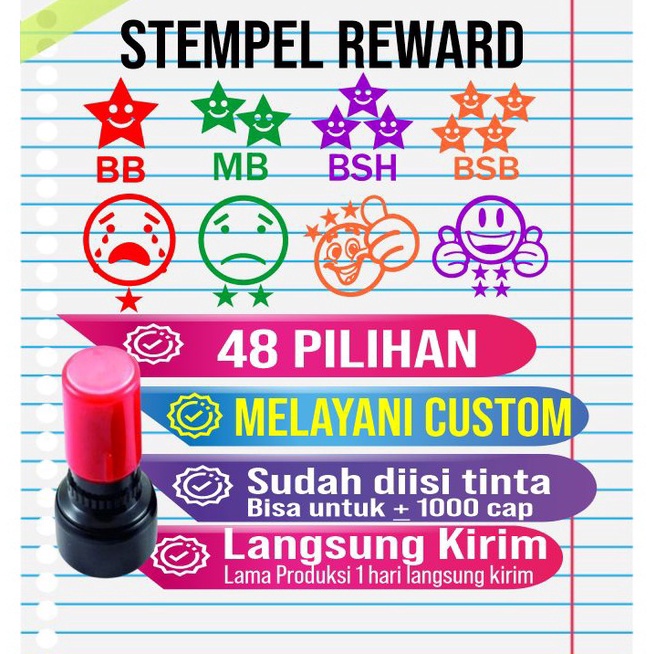 

➤ ✅COD, Stempel Reward Penilaian Guru TK / SD / Anak bentuk bulat (Diameter 2,5 cm/ Seukuran uang koin 1000 ) Harga Termurah