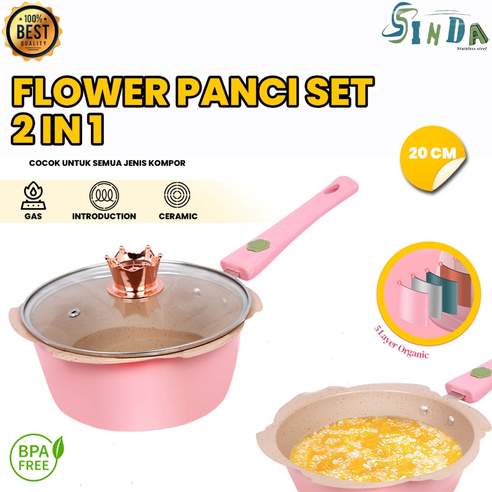 TOP SALE Sinda Store Panci Mpasi Cookware Full Set - Peralatan Panci Bayi Warna Pink/Blue Granite Di