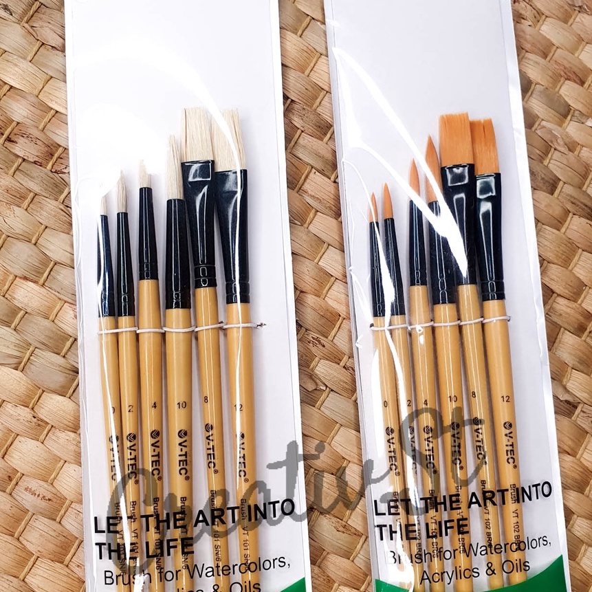 

(LT☞-O✓> Kuas Lukis Set V-TEC Cat Akrilik Minyak Air Paint Brush Acrylic Round Flat- viral..!