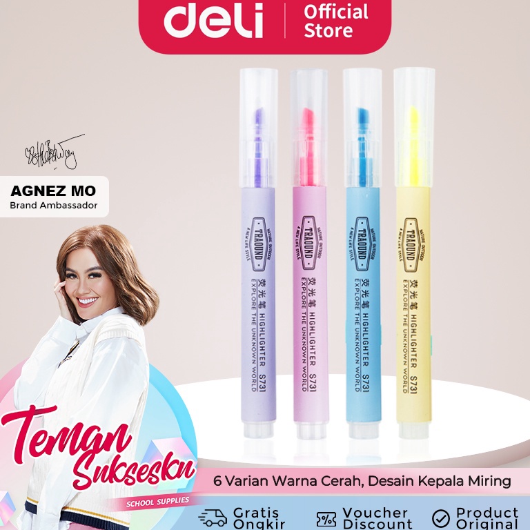 

63 Deli Highlighter 6-Warna Candy/Set, Desain Ujung Miring Untuk Penggunaan yang Nyaman S731 Terkini