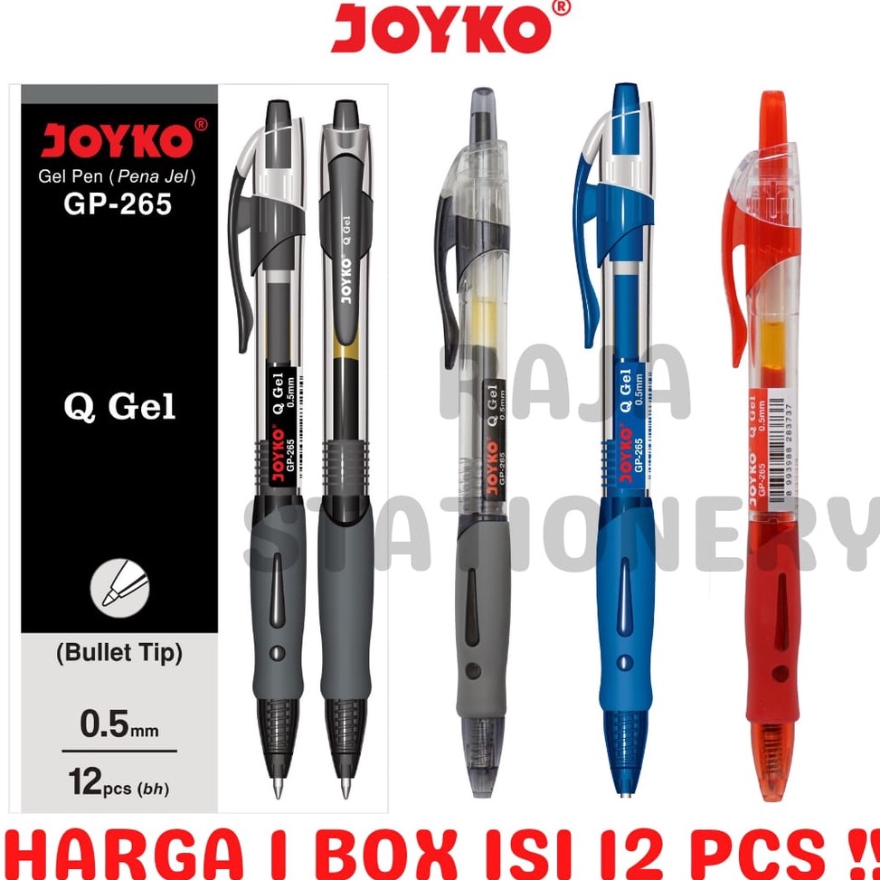 

CSNY2287 JOYKO GEL PEN QGEL PENA PULPEN JOYKO CETEK HITAM BIRU MERAH Q-GEL GP-265 1 LUSIN [12PCS]