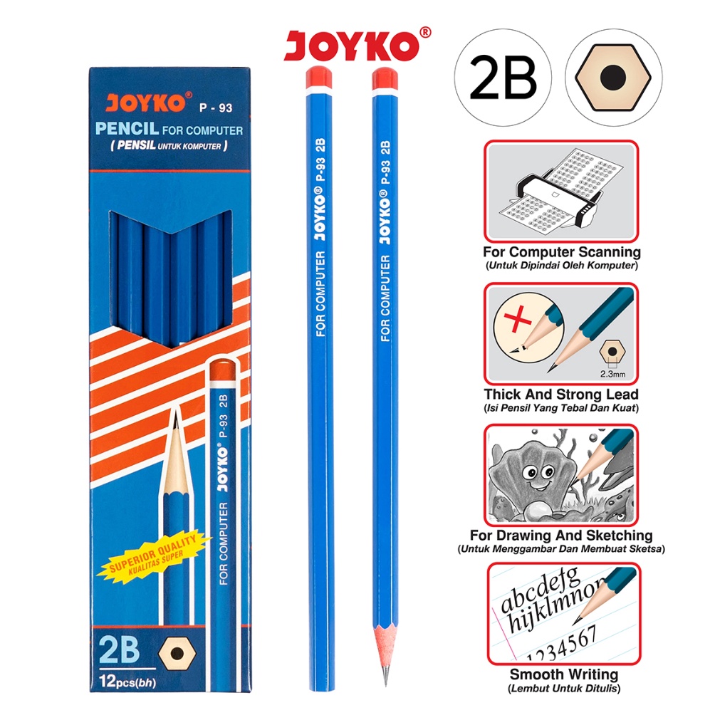 

JAP Pencil Pensil Joyko P-93 2B 1 BOX 12 PCS 9758