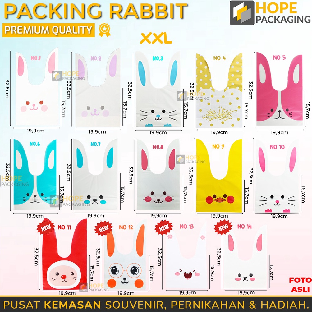 

✺ [Harga / 5 pcs] Packing Rabbit Ear/ Uk.XXL/ Plastik Cookies Kemasan/ Kue Lucu Packaging Bunny Rabbit 79