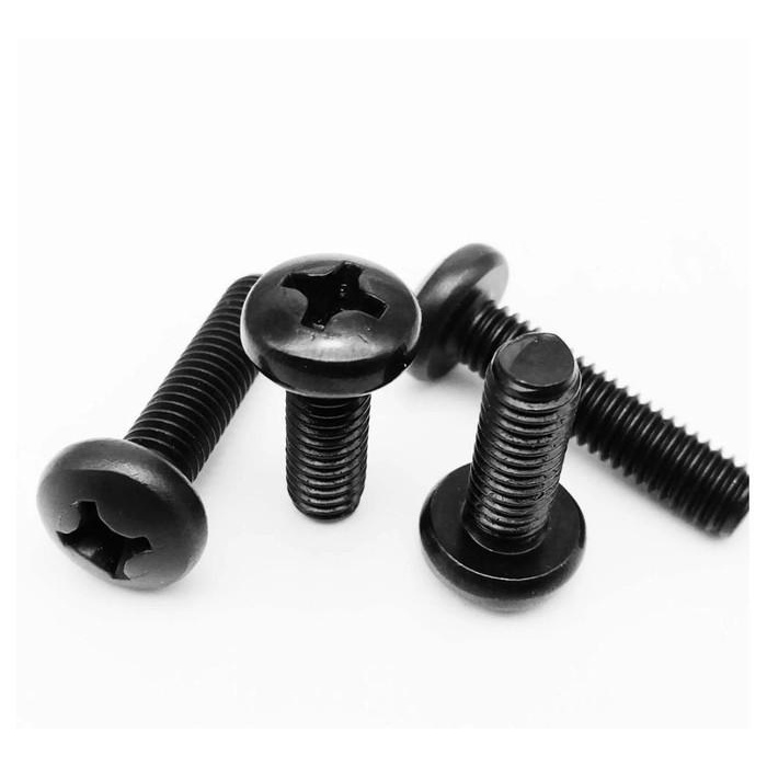 Baut M2 cross M2x16 mm long 16mm Black Round besi metal SS Screw 2mm