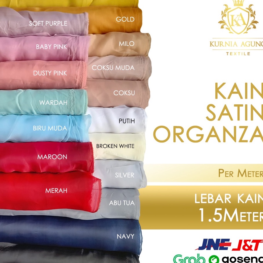 Ready Kain Satin Organza Warna Lilac Sage Green Polos Meteran Premium Silk Kaca Meter Murah Laris Ba