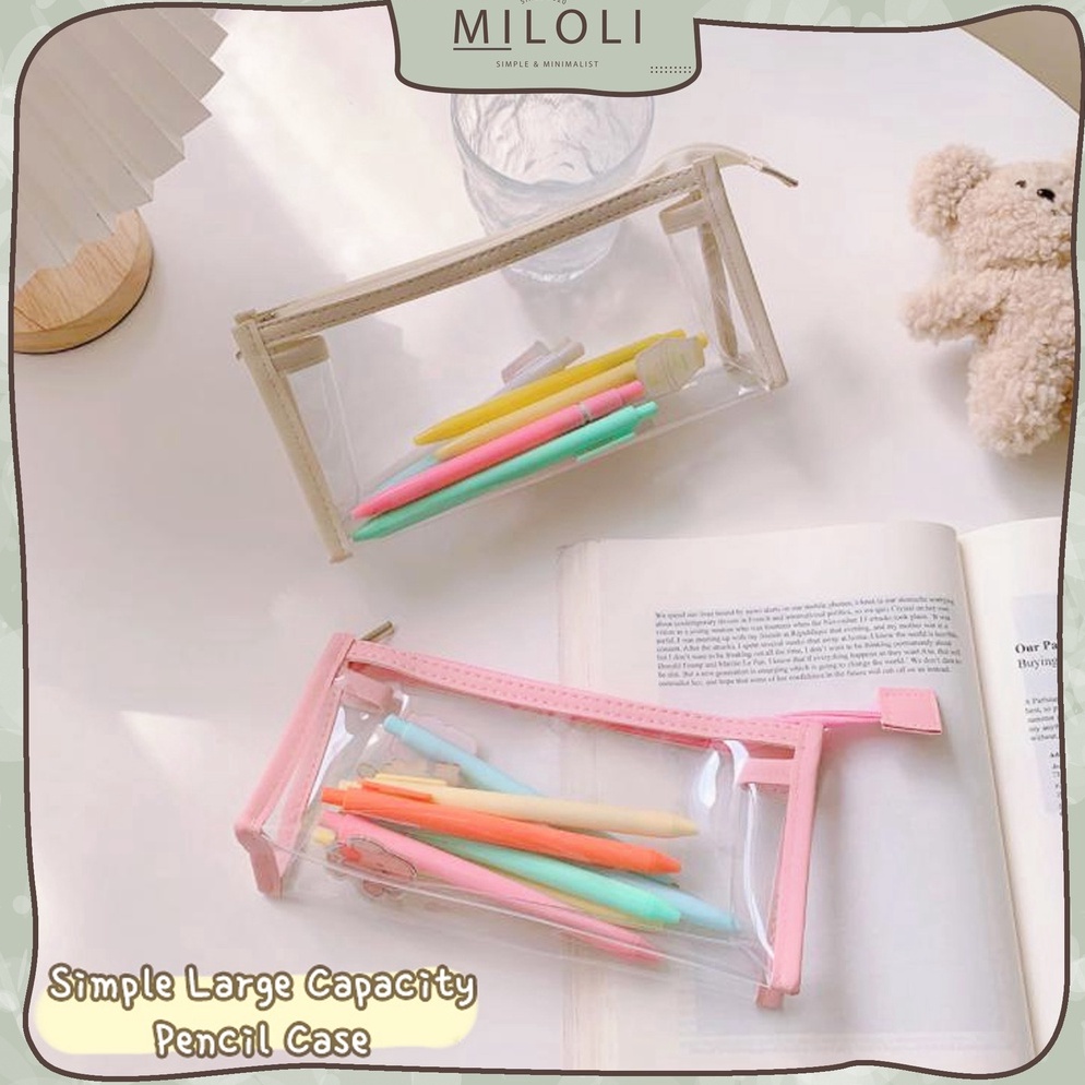 

[PRODUK NRW7K33] [MILOLI] Transparant & Simple Pencil Case Pencil Pouch Tempat Pensil Bening Aesthetic - F0118 Harga Murah ＾0＾
