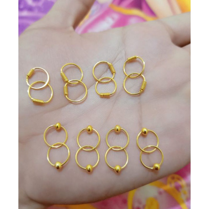 Serbuu6c6Bq ANTING BAYI BULAT PERAK 925 LAPIS MAS 24K