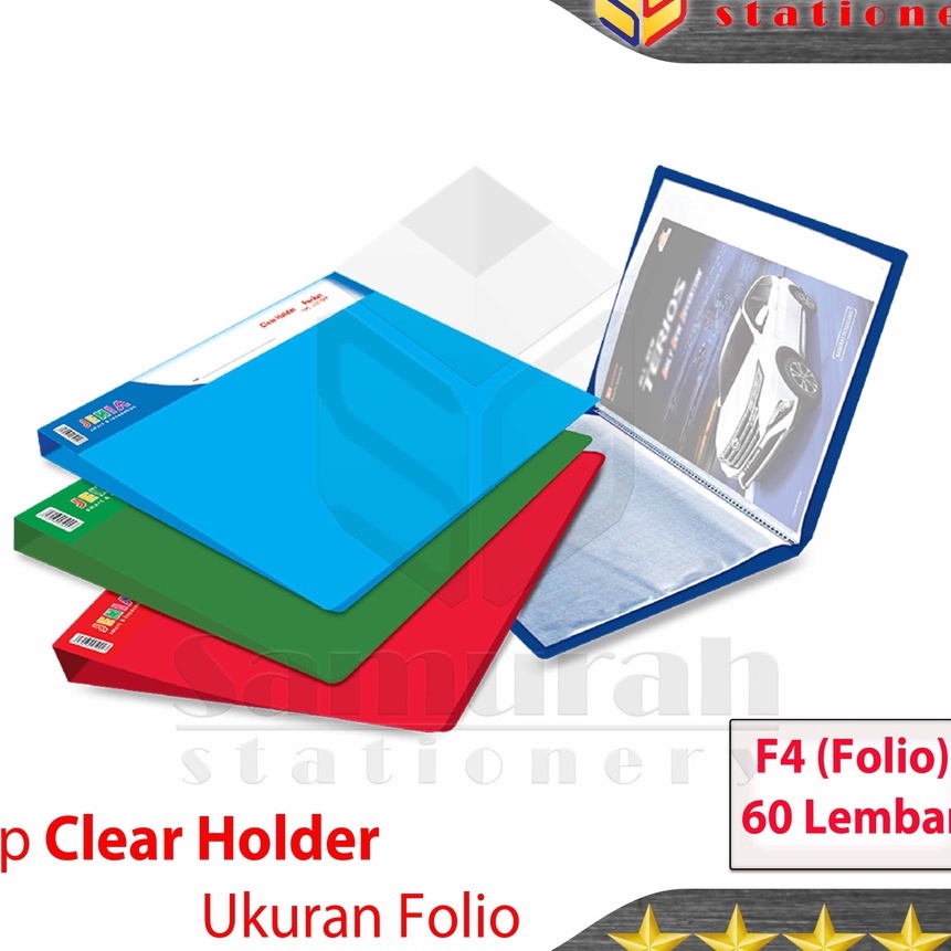

(4✯/J➛N] Map Clear Holder 60 Pocket Polos Folio Jenia / Album Plastik isi 60 lembar Kantong Bening / Map Katalog List Hargasiiap.dikirim.!!