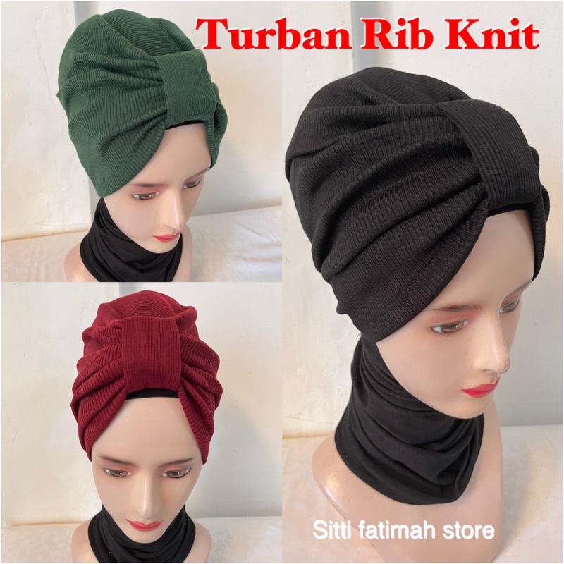 Turban Instan Rib Knit Turban Polos Turban Rajut Turban Zumba Turban Casual