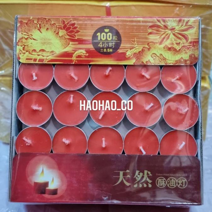 Lilin Bulat Gepeng Kecil isi 100 / Kotak | Merah dan Kuning