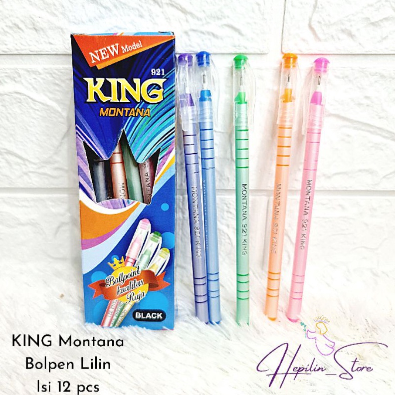 

SJNK8005 Bolpen KING Montana 1 Pack ( 12 pcs ) Murah / Pulpen Lilin Ulir Lilin Montana / Ballpoint Lilin King