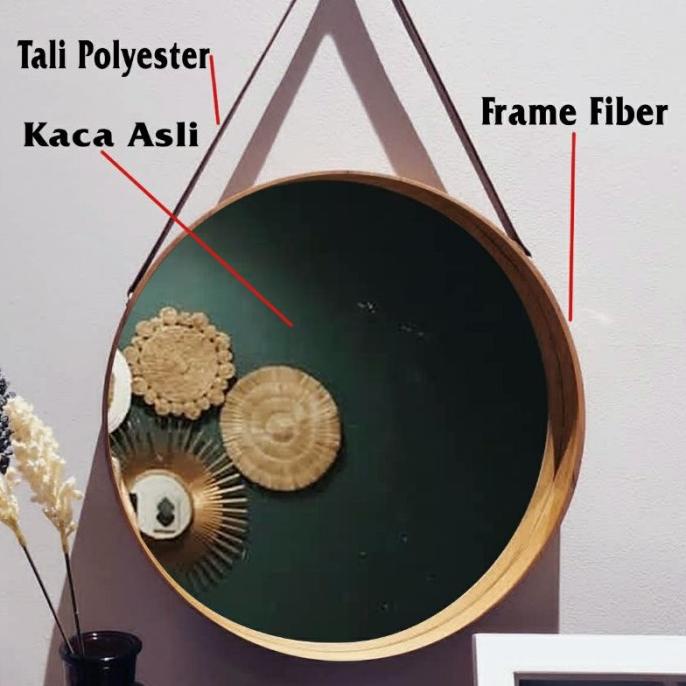 Cermin Bulat Aesthetic Diameter 50cm / Kaca Cermin Dinding Gantung