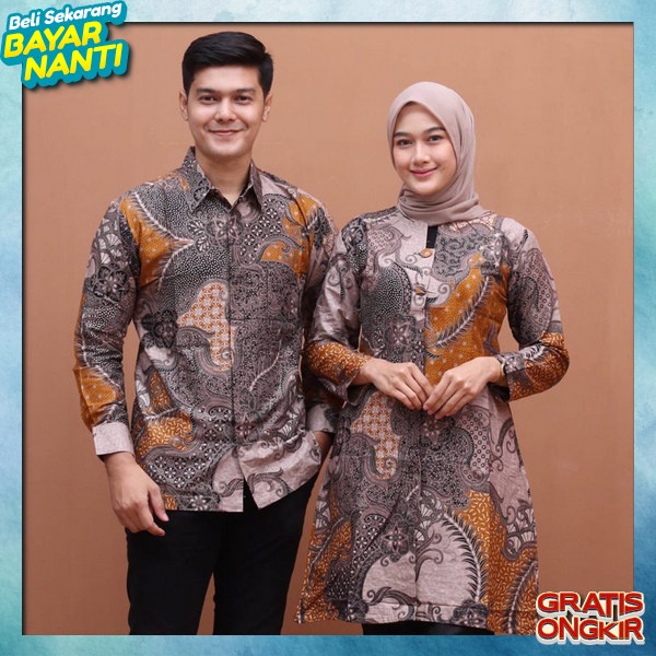 Set Sarimbit Serimbit Couplw Thunik Batik Atasan Batik Kerja Couple Keluarga Set Pasangan Tunik Thun