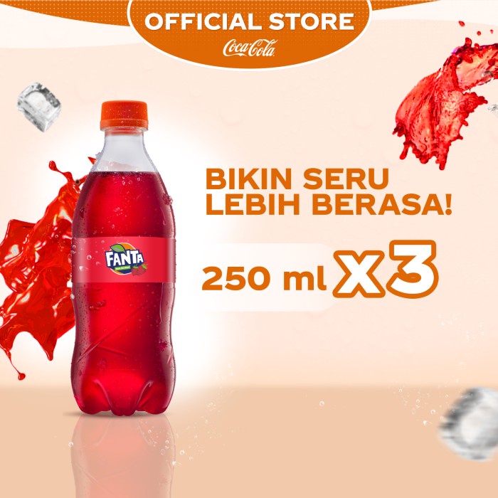 

Fanta Strawberry - Minuman Soda Rasa Stroberi - Botol 250ml - x3 Pcs