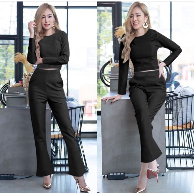 setelan scuba 1927/setelan terkini/setelan celana panjang/setelan baju crop/setelan wanita seksi