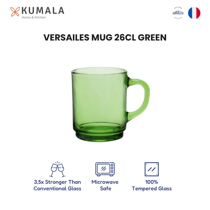 Duralex Versailes Mug Gelas Cangkir 260Ml Green - Set Of 6