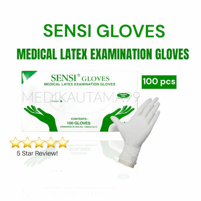 SENSI GLOVES LATEX NON POWDER ISI 100 PCS / SARUNG TANGAN KARET
