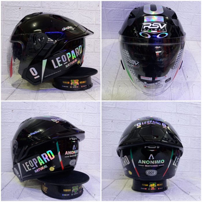 Helm Rsv Sv300 Black Glossy Paket Ganteng Leopard Original Termurah