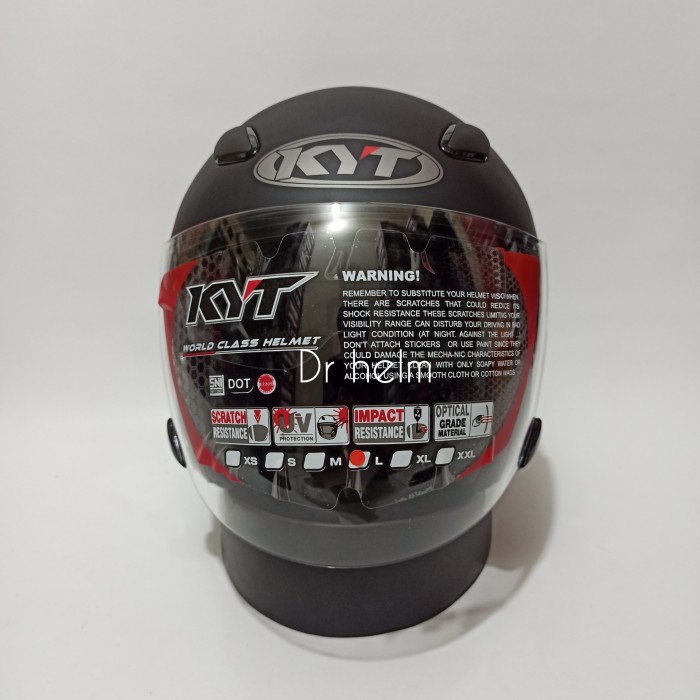 Helm Kyt Dj Maru Maxi Solid Black Doff/Hitam Dof Double Visor