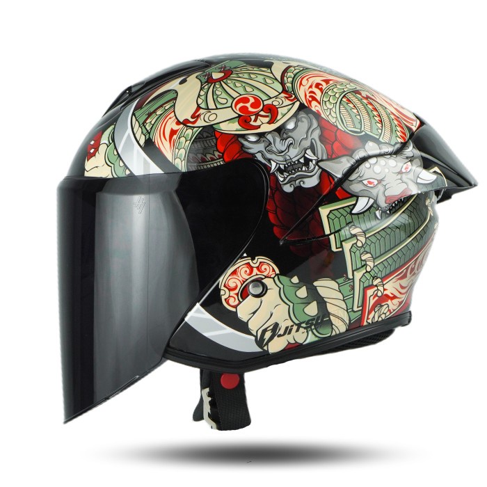 Jitsu Helm Js1 Half Face Motif Ronin Premium Sni