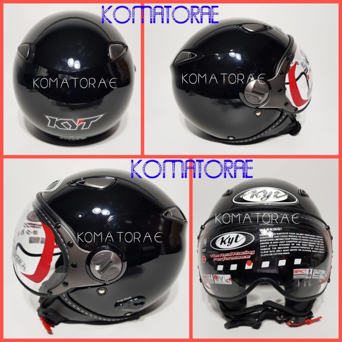 Helm Kyt Elsico Black Half Face Retro
