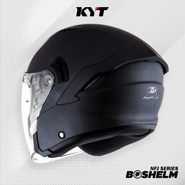 Kyt Nfj Plain Hitam Doff Helm Half Face Sni