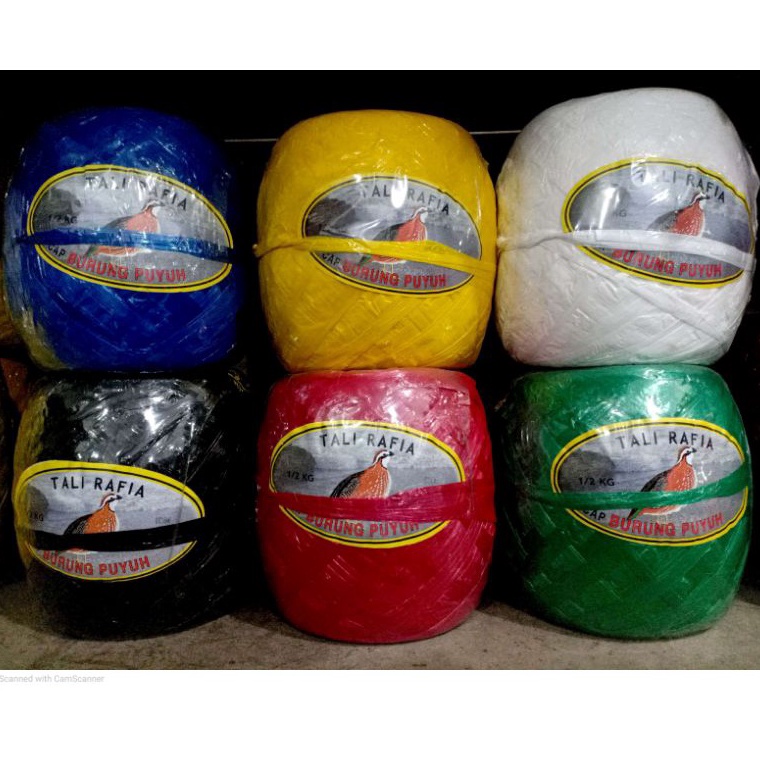 

75 Tali Rafia 500 gram cap Puyuh 500 Gram Warna Warni Merah Biru Hijau Hitam Putih Kuning 1/2 Kg 83