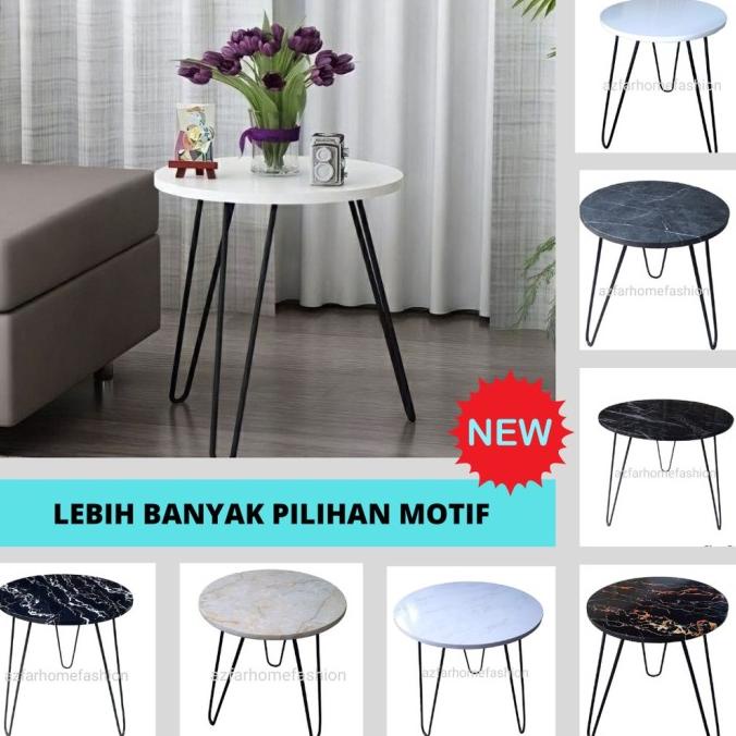 ------] Meja Bulat Kaki Besi Minimalis Ruang Tamu,Meja Bulat Sudut,Meja Teras