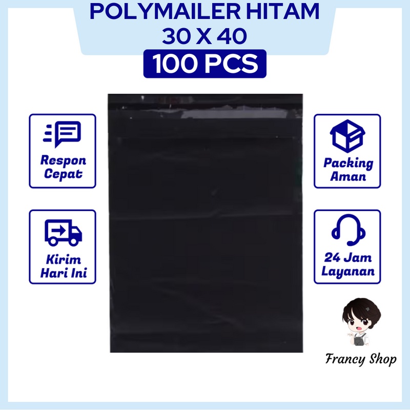 

Polymailer Plastik Hitam 30x40 Cm 100 Pcs Amplop Plastik Packing Olshop