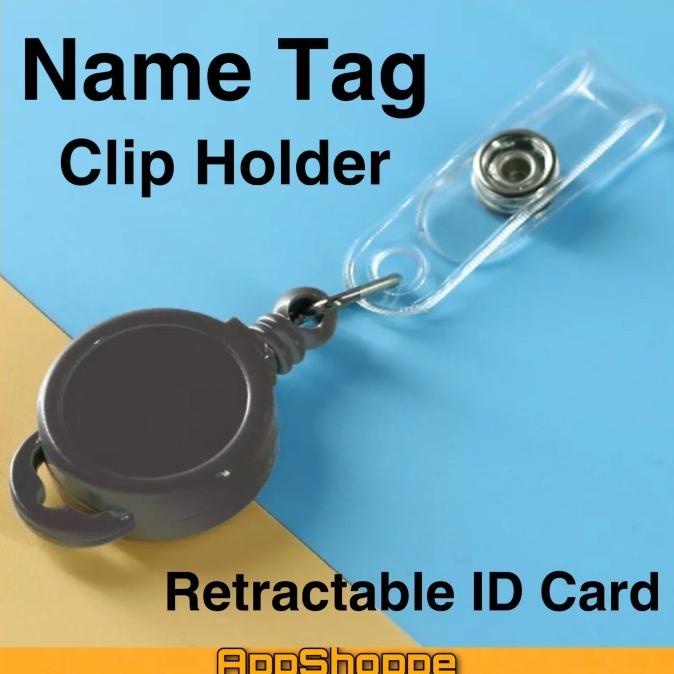 

siap kirim] Name Tag Clip Retractable ID Card Holder Fashion Lanyards ALL BLACK