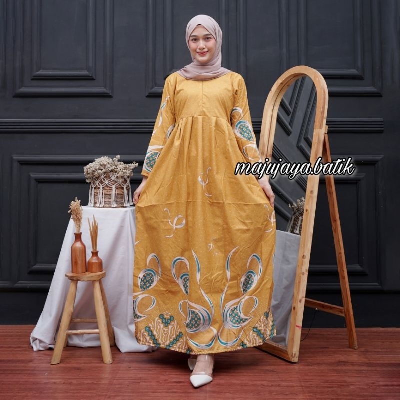Dress Wanita Terbaru 2023 Korean Style Kondangan Longdress Busui Cewek Kekinian Baju Batikk Lengan P