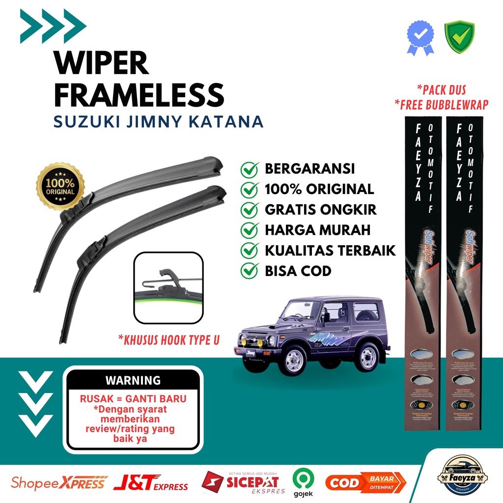 Wiper Frameless Suzuki Jimny Katana 1 Set Wiper Kaca Mobil Frameless Murah Suzuki Jimny Katana Wiper