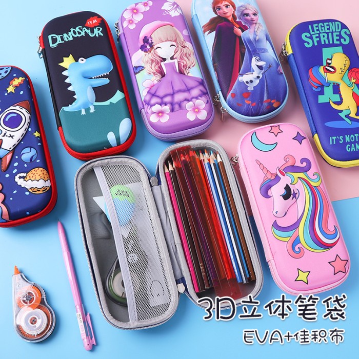 

Tempat Pensil Motif Frozen Unicorn Dino Superhero Kartun 3D Bahan Eva