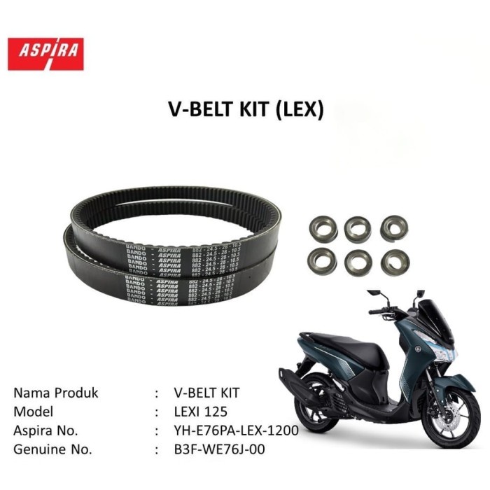 SATU SET VAN BELT, VBELT, V-BELT + ROLLER MOTOR LEXI ASPIRA ORI