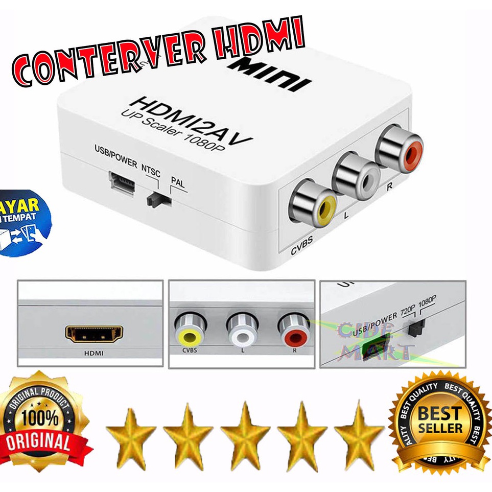➻Zcc [BISA COD] HDMI TO AV / MINI BOX HDMI2AV / ANYCAST RCA CONVERTER ADAPTOR / HDMI2AV ✺ W ☻