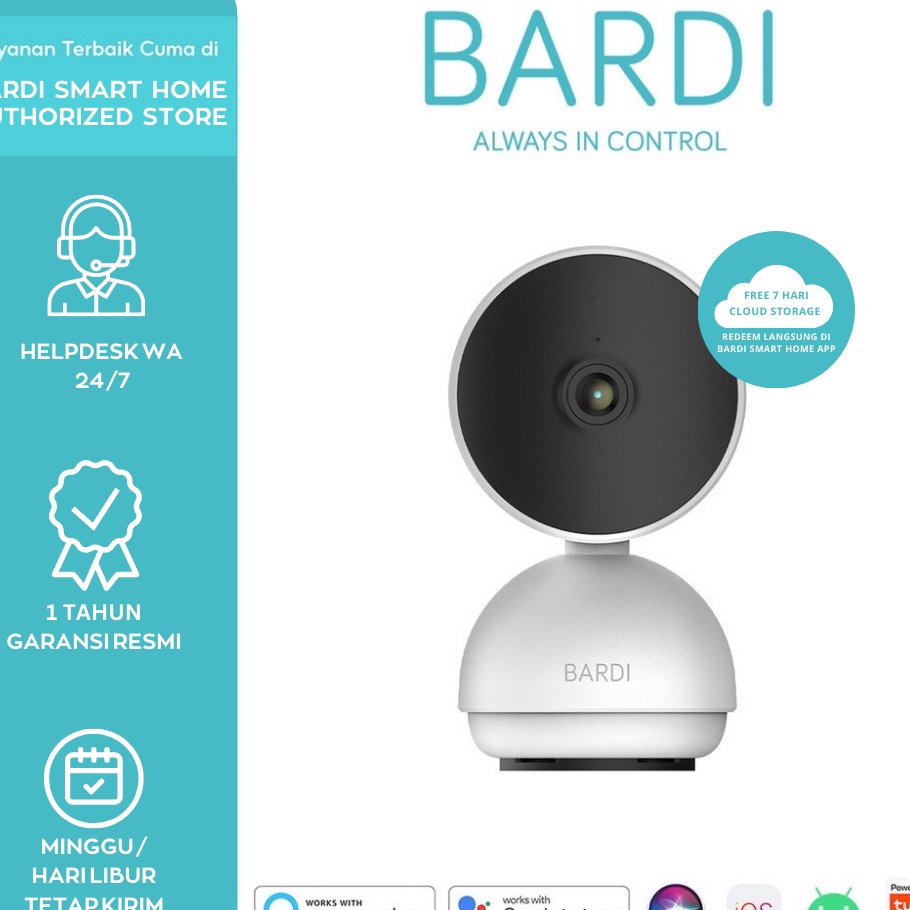 Import ✨Terbaik✨ BARDI CCTV PTZ Lite Smart Indoor IP Camera 1080p 360° View Pan Tilt Zoom Kamera Pan