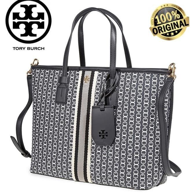 TB TORY BURCH GEMINI LINK CANVAS SMALL TOP-ZIP TOTE 100% AUTHENTIC