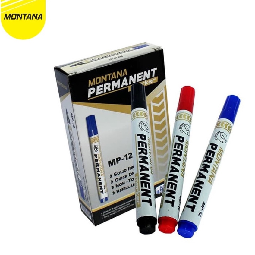 

LVNQ0214 (LWS) SPIDOL PERMANENT MONTANA (MP-12) FS 1 Dus isi 12 Pcs Hitam