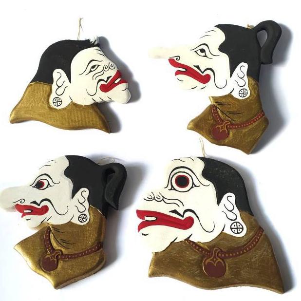 TERMURAH HIASAN DINDING PUNAKAWAN ISI 4 PCS WAYANG SEMAR GARENG PETRUK BAGONG PAJANGAN DEKORASI