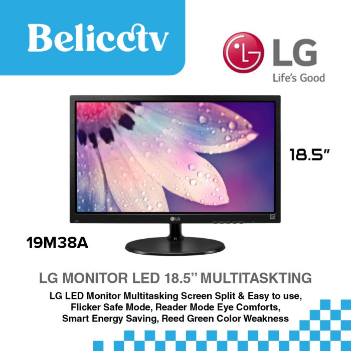 LG Monitor LED 18,5 Inch 19M38A Refresh Rate 75 Hz