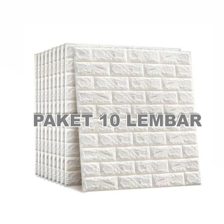 PAKET 10 LEMBAR Wallpaper Dinding 3D Foam Wallpaper Dinding Brick Foam Batu Bata HD88