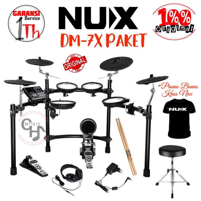 Bestseller Nux Dm7X Dm-7X Dm 7X Drum Elektrik Nux Paket Headphone Bangku