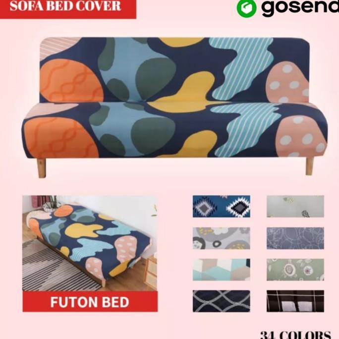 SARUNG SOFA BED MOTIF ELASTIS COVER SOFA BED POLOS KURSI SOFA FURNITUR