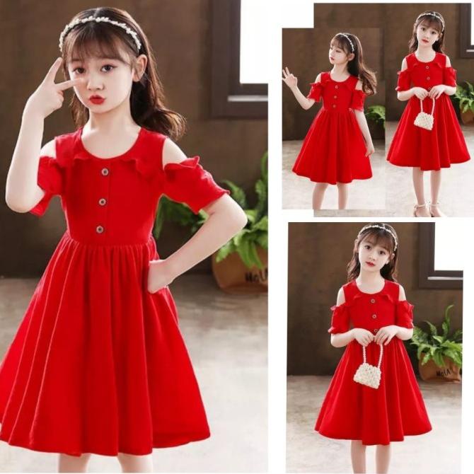 Baju Dress Anak Perempuan Korea usia 7 - 10 Tahun Serena Kid