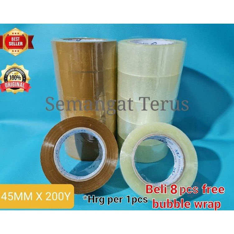 

HKKP4792 [ YouLian ] Lakban 45mm Bening Coklat 200Y Tape Jumbo Tebal/ Lakban 2 inch bening 200 YARD / Isolasi OPP bening & Isolasi coklat 200Y & 100Y Jumbo / Selotip 200 yard Lengket / Kuat